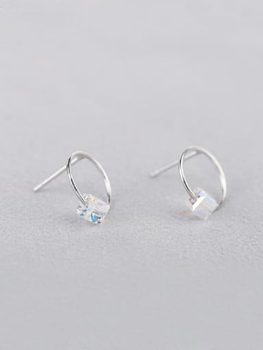 Fashion Cubic Crystal Round Stud Earrings