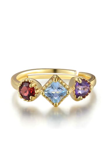 Colorful Topaz S925 Silver Opening Ring