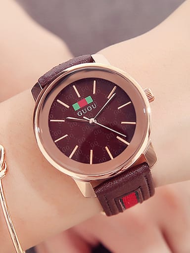 GUOU Brand Simple Round Mechanical Watch