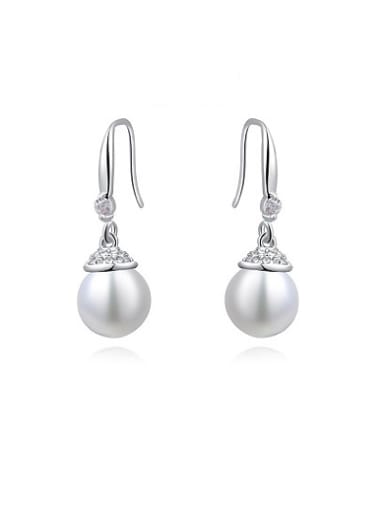 White Artificial Pearl Geometric Shaped Drop Earrings