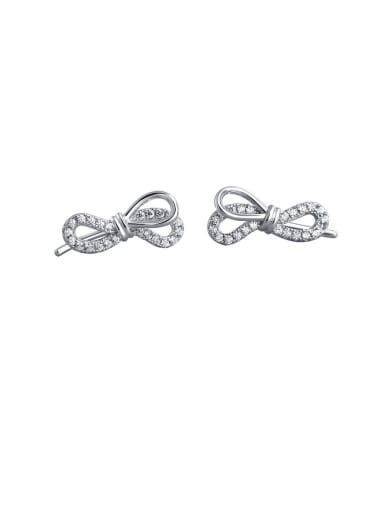 925 Sterling Silver With Cubic Zirconia Cute Bowknot Stud Earrings