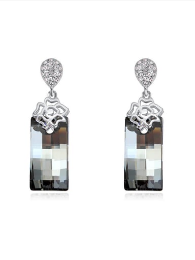 Simple Rectangular austrian Crystals Alloy Earrings