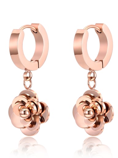 Stainless Steel With Rose Gold Plated Simplistic Rosary Stud Earrings