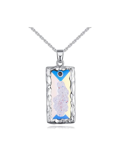 Personalized austrian Crystal Rectangular Pendant Alloy Necklace