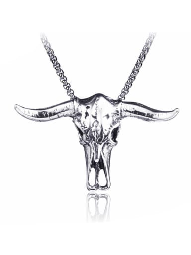 Stainless Steel With Antique Silver Plated Personality beef bones Necklaces