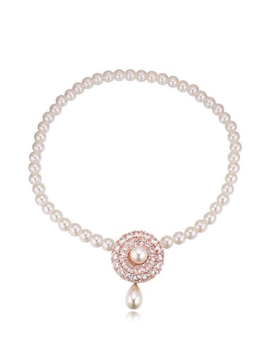 Fashion Shiny AAA Zirconias Imitation Pearls-covered Alloy Necklace