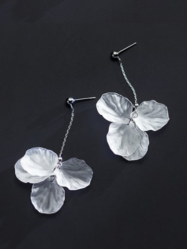 Fresh Flower Petal Shaped Shell Silver Drop Earrings