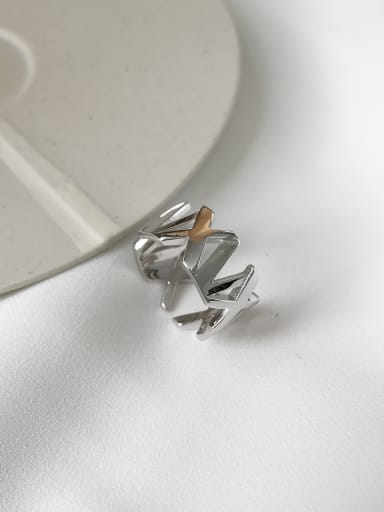 Sterling Silver simple XV letter geometric free size ring