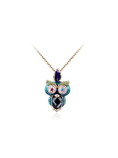 Colorful Austria Crystal Owl Shaped Necklace