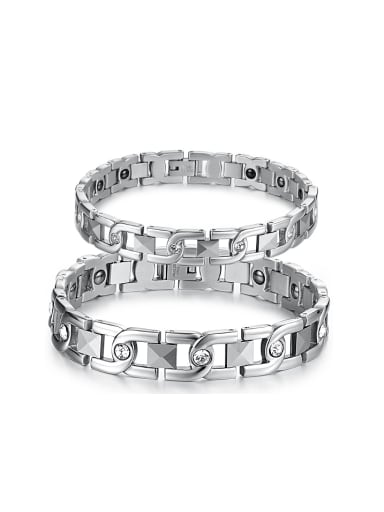 Fashion Rhinestones Magnets Titanium Lovers Bracelet