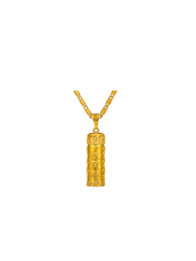 Copper Alloy Gold Plated Classical Character Cylinder Necklace