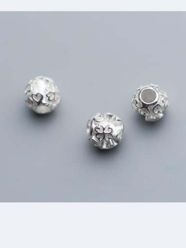 925 Sterling Silver With Silver Plated Love four-leaf flower Beads