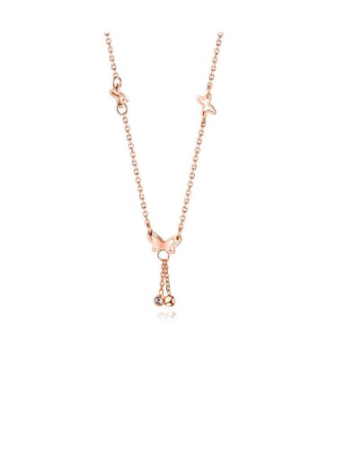 Stainless Steel With Rose Gold Plated Simplistic Butterfly Necklaces
