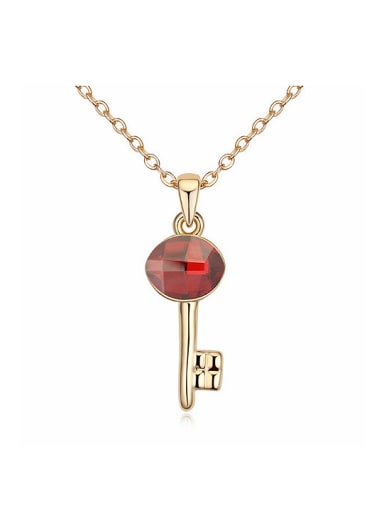 Trendy Oval austrian Crystal Key Pendant Alloy Necklace