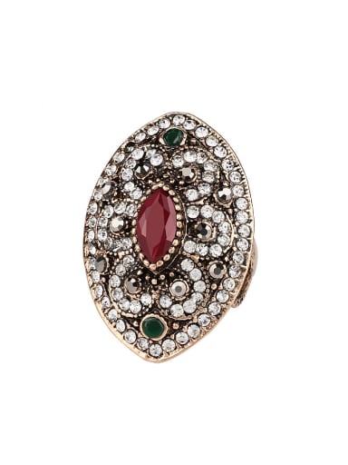 Ethnic style Resin stone White Crystals Oval Alloy Ring