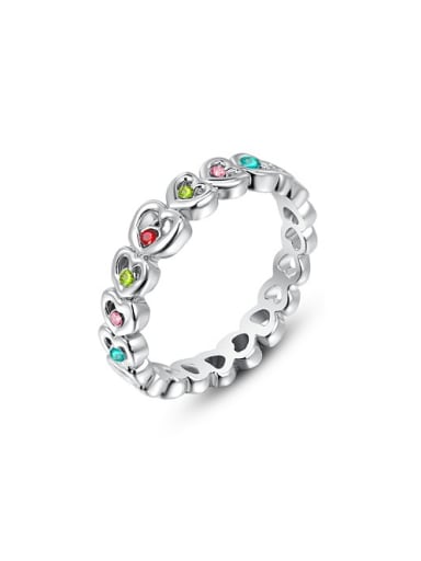 All-match Colorful Austria Crystal Heart Shaped Ring