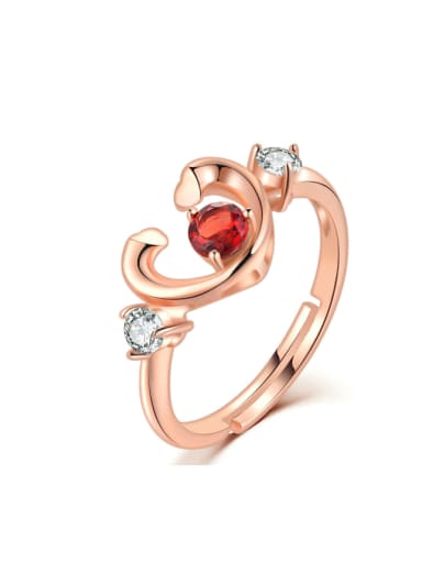 Heart-shape Natural Garnet Opening Ring
