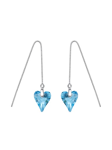 Simple Heart shaped Clear austrian Crystal Line Earrings