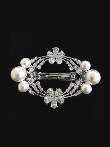 Fashion White Artificial Pearls Zirconias Copper Hairpin