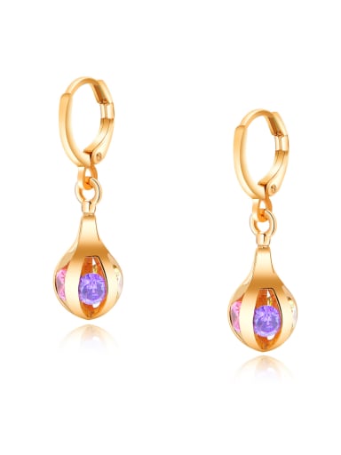 Copper With 18k Gold Plated Fashion hollow out Round Earrings