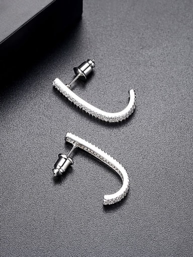 Fashion J-shape AAA micro zircons Earrings