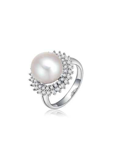 All-match Flower Shaped Artificial Pearl Ring