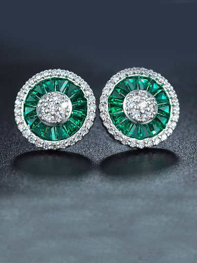 Women Green Zircon Cluster earring