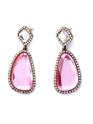 Pink Color Irregular Stones Drop Chandelier earring