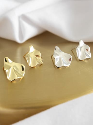 Sterling silver irregular bump surface geometry stud earrings