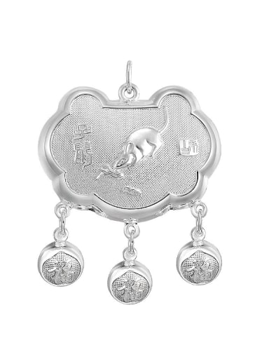 custom Ethnic style 999 Silver Zodiac Rat Children Bells Longevity Lock Pendant