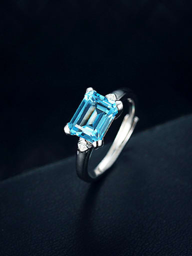 Simple Rectangular Sapphire Gemstone Engagement Ring