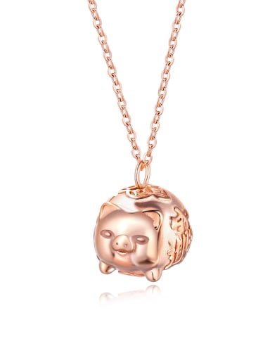 Stainless Steel With Rose Gold Plated Cute Animal pig Necklaces
