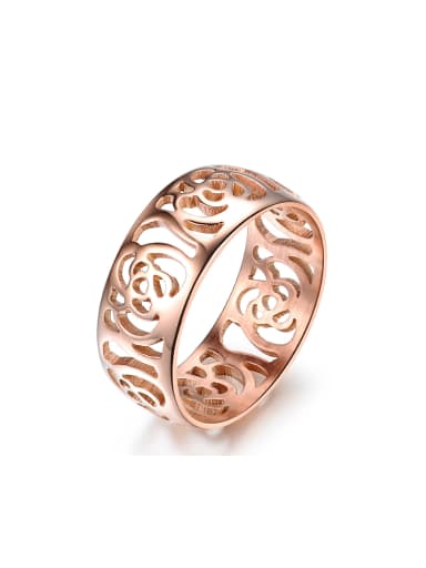 Fashion Hollow Flowers Rose Gold Plated Ring