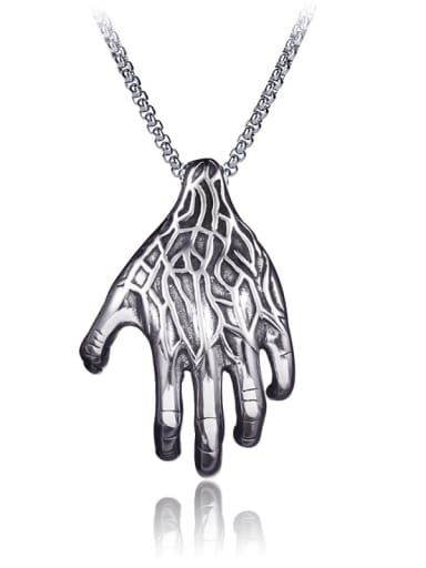 Stainless Steel With Antique Silver Plated Trendy Ghost Hand Necklaces