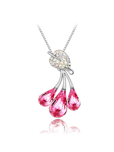 Exquisite Water Drop austrian Crystals Little Leaf Alloy Necklace