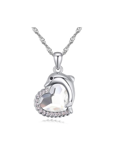 Fashion Heart austrian Crystals Little Dolphin Alloy Necklace
