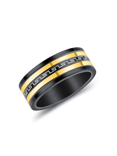 Fashion Black Gold Titanium Men Ring