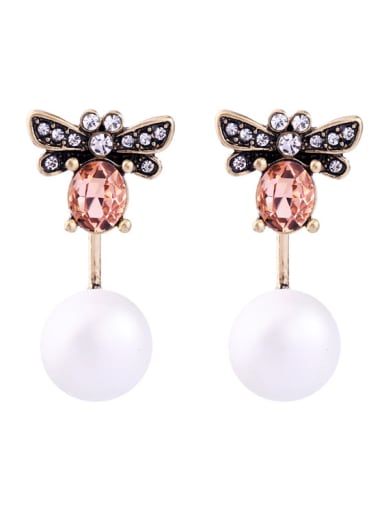 Retro Bee-shape Artificial Pearls Stud Earring