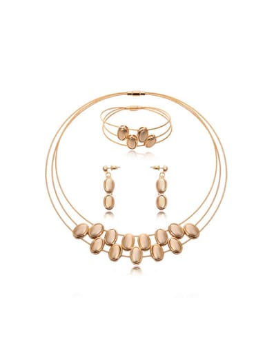Alloy Imitation-gold Plated Fashion Oval Three Pieces Jewelry Set