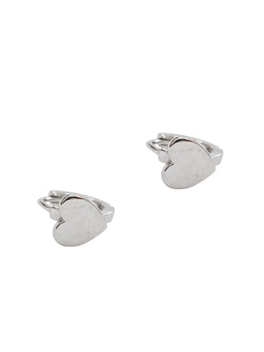 Simple Little Heart Smooth Silver Earrings