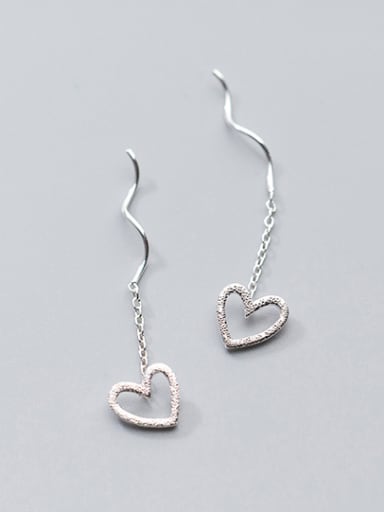 Lovely Hollow Heart Shaped S925 Silver Line Earrings