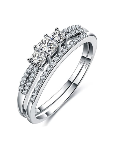 Fashion 925 Silver Geometric Shaped Zircon Ring