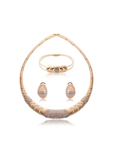 Alloy Imitation-gold Plated Fashion Rhinestones Three Pieces Jewelry Set