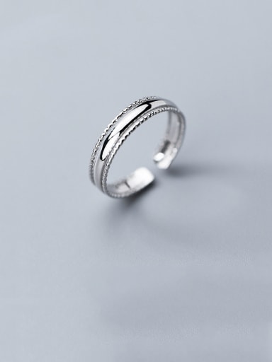 925 Sterling Silver With Platinum Plated Simplistic Multi-Layer Lace  Free Size Rings