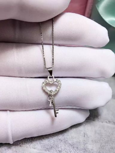 S925 Silver Fashion Romantic Love Zircon Key Pendant (without chain)