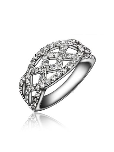 Delicate 18K White Gold Plated Geometric Shaped Zircon Ring