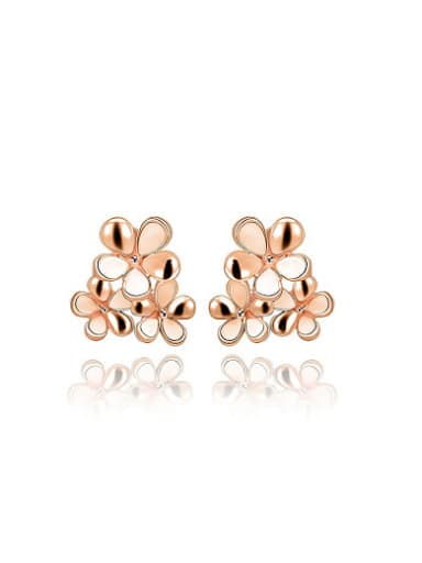 Exquisite Rose Gold Plated Flower Shaped Clip On Earrings