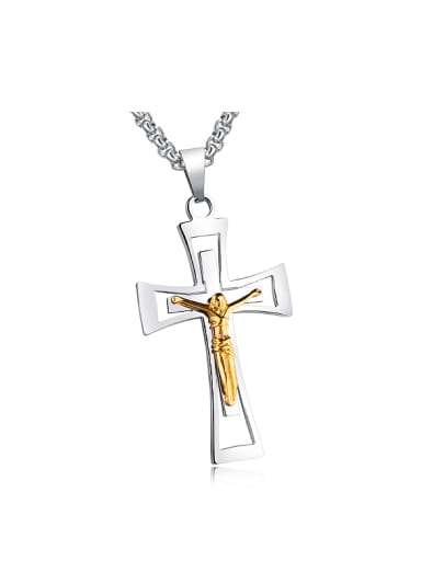 Personalized Jesus Cross Pendant Titanium Necklace