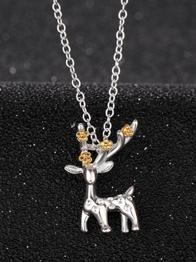 Personalized Christmas Deer Pendant Copper Necklace