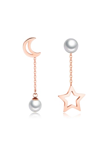 Fashion Artificial Pearls Hollow Moon Star Stud Earrings